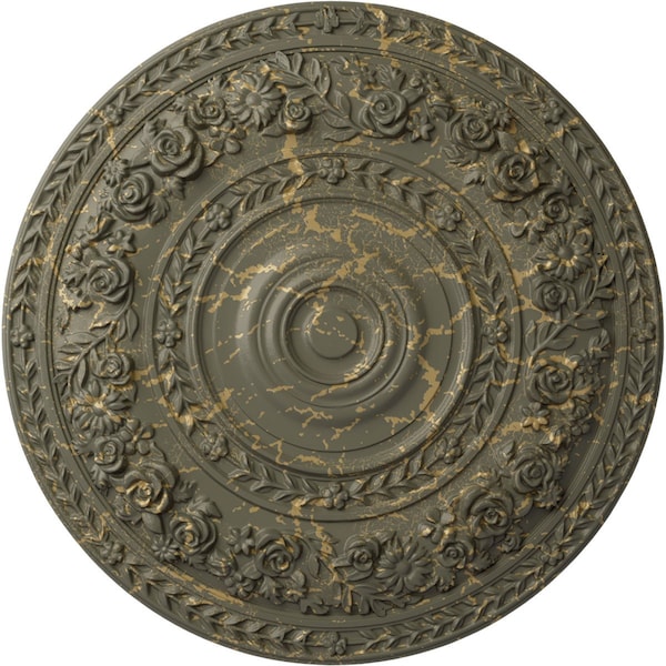 Ekena Millwork Rose Ceiling Medallion (Fits Canopies up to 13 1/2"), 33 7/8"OD x 2 3/8"P, Witch Hazel Crackle CM33ROWHC - main